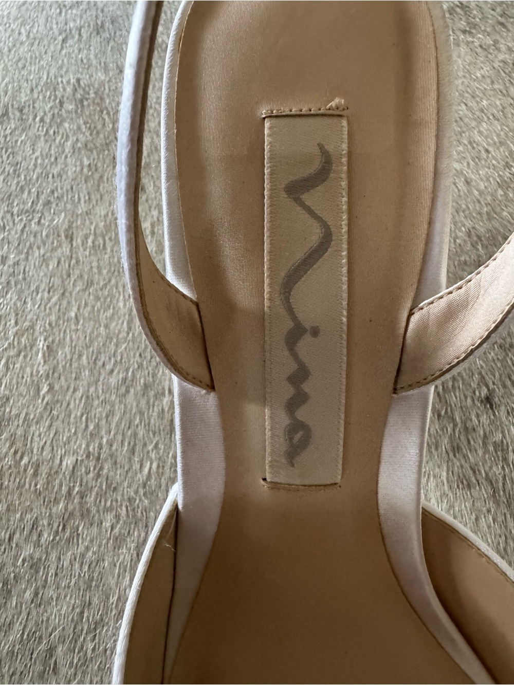 Vintage 90s Nina Ivory Satin Dyeable Bridal Heels Slingback Pumps 8.5 - Picture 10 of 10
